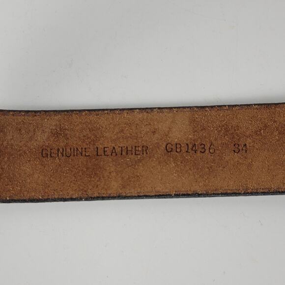 Mens Genuine Leather‎ Belt 34 Brown Basket Weave Braided Solid Brass Buckle - Picture 7 of 15